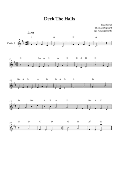 Deck The Halls For Violin