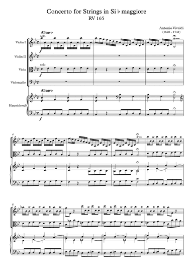 Concerto for Strings in Si b maggiore RV 165
