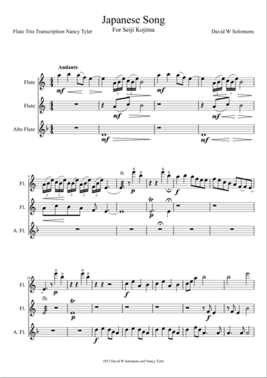 Japanese Song for flute trio (2 standard flutes and 1 alto flute)