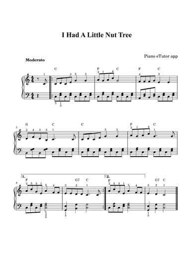 I Had a Little Nut Tree (folk song) - piano