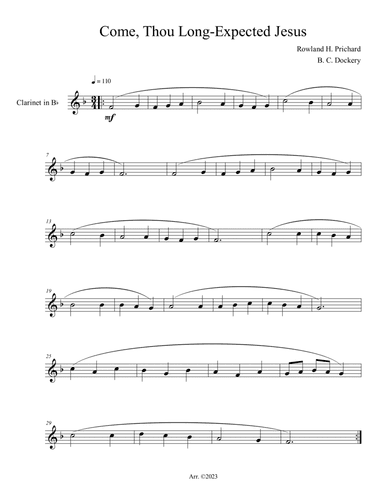 Come, Thou Long-Expected Jesus (Clarinet Solo)
