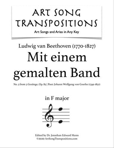 BEETHOVEN: Mit einem gemalten Band, Op. 83 no. 3 (transposed to F major)
