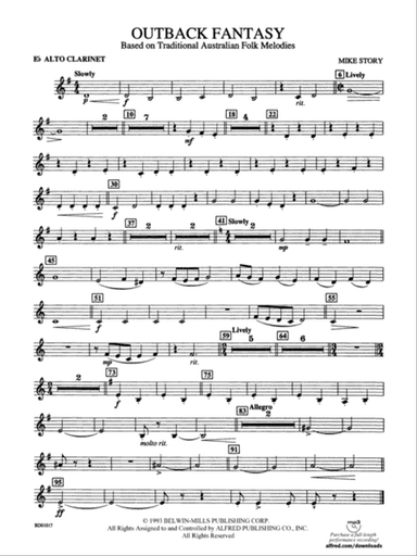Outback Fantasy (based on Traditional Australian Folk Melodies): E-flat Alto Clarinet