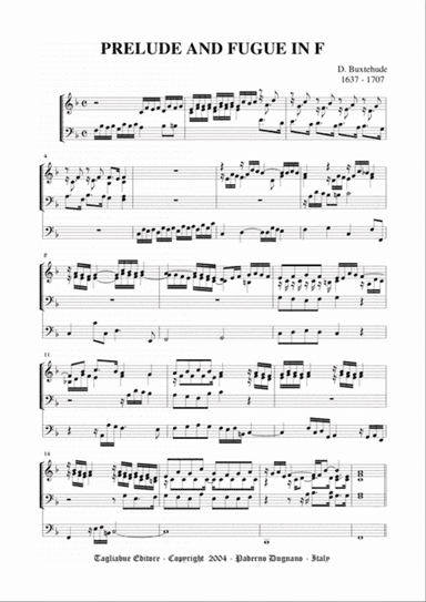 BUXTEHUDE - PRELUDE AND FUGUE in F - BuxWV 144 - For Organ 3 staff