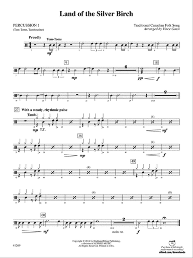Land of the Silver Birch: 1st Percussion
