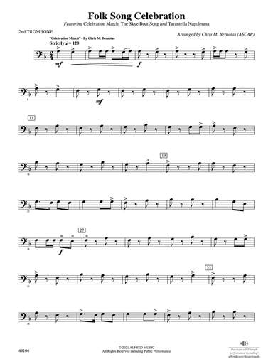 Folk Song Celebration: 2nd Trombone