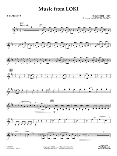 Music from "Loki" (arr. Michael Brown) - Bb Clarinet 3