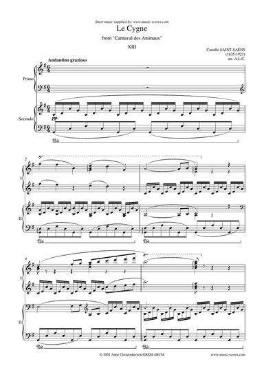 The Swan, or Le Cygne - Piano Duet
