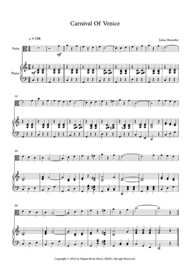 Carnival Of Venice - Julius Benedict (Viola + Piano)