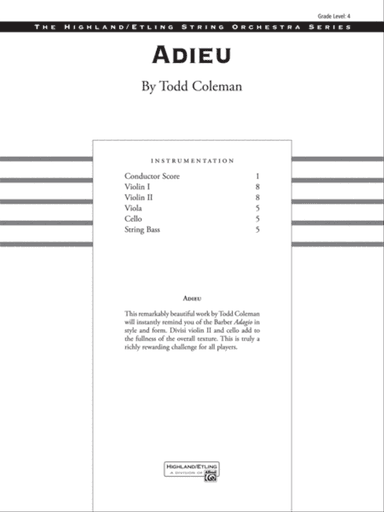 Adieu: Score