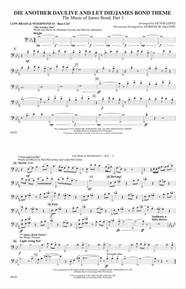 Die Another Day / Live and Let Die / James Bond Theme: Low Brass & Woodwinds #1 - Bass Clef