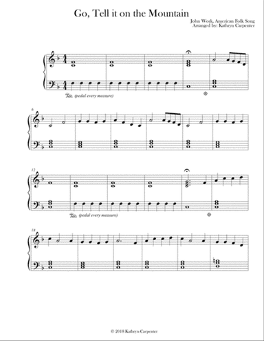 Go Tell it on the Mountain (Easy Piano, Level 2A)
