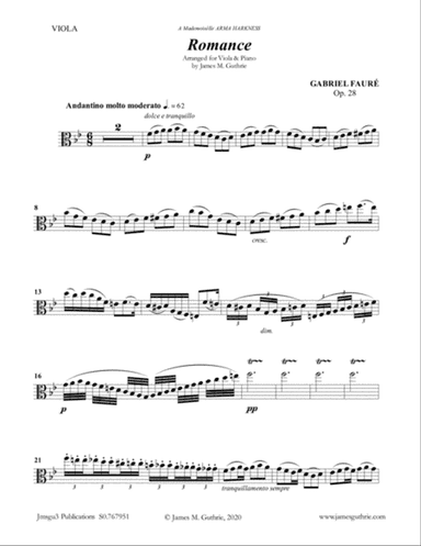 Fauré: Romance Op. 28 for Viola & Piano