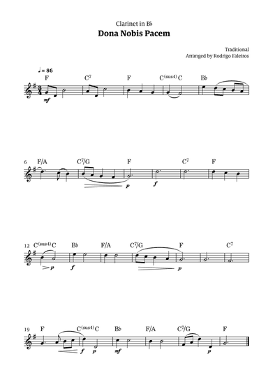 Dona Nobis Pacem - for clarinet (with chords)
