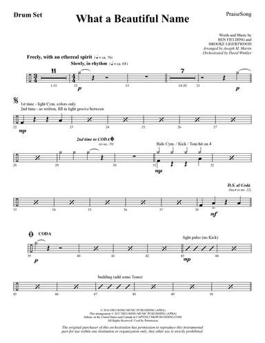 What a Beautiful Name (arr. Joseph M. Martin) - Drums