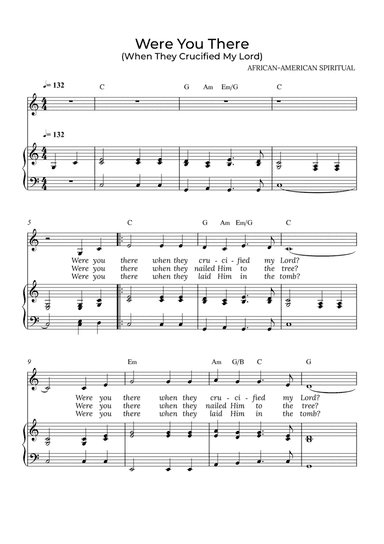 Were You There - for piano and alto in C major with chords