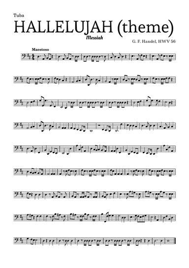 Aleluia (HALLELUJAH), of the Messiah - for Tuba and accompaniment