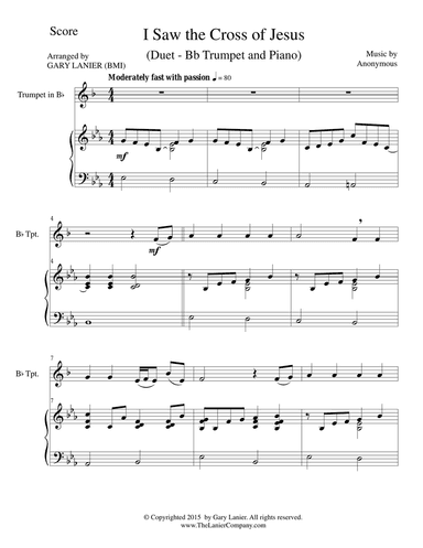 I SAW THE CROSS OF JESUS (Duet – Bb Trumpet and Piano/Score and Parts)