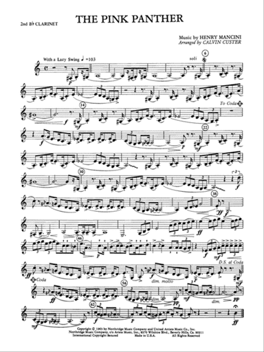 The Pink Panther: 2nd B-flat Clarinet