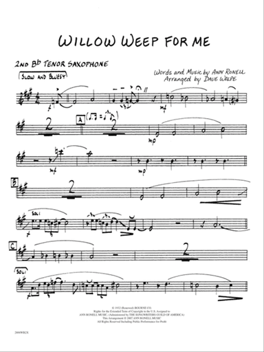 Willow Weep for Me: 2nd B-flat Tenor Saxophone