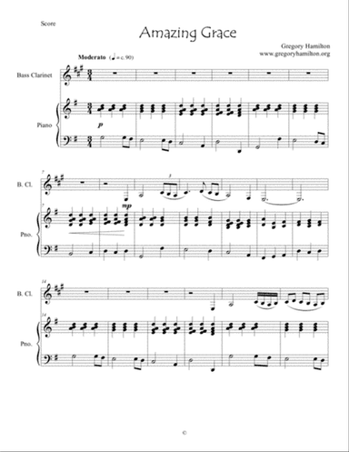 Amazing Grace for Bass Clarinet and Piano