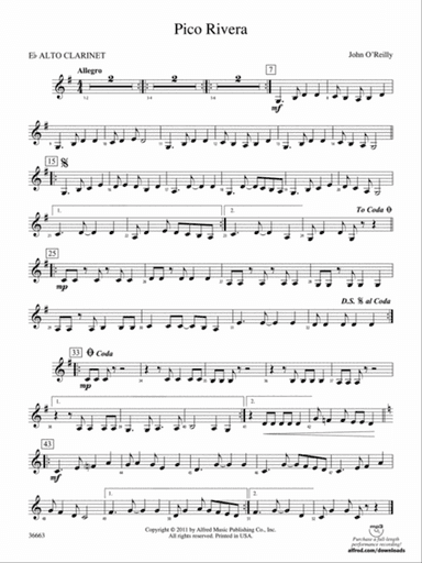 Pico Rivera: (wp) E-flat Alto Clarinet
