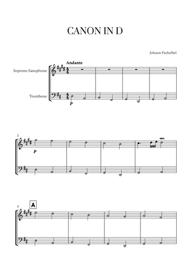 Canon in D (for Soprano Saxophone and Trombone)