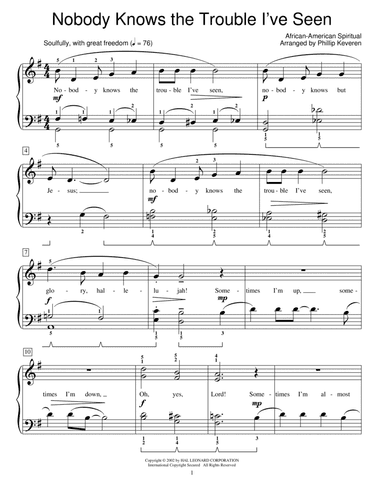 Nobody Knows The Trouble I've Seen (arr. Phillip Keveren)