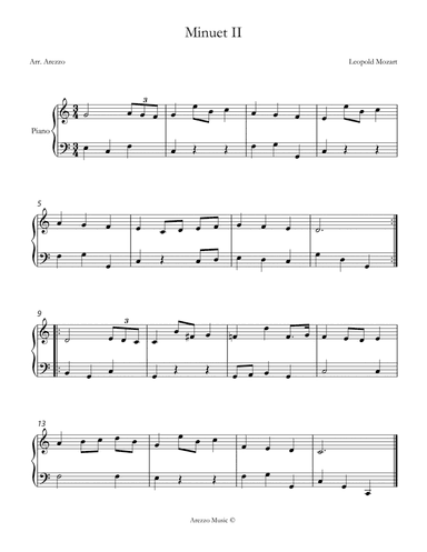 leopold mozart minuet II - notebook for wolfgang - piano tutorial