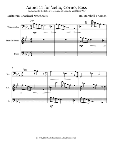 Aabid 11 for 'cello, Corno, Bass