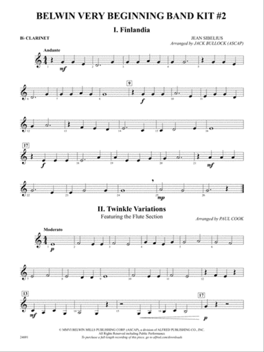 Belwin Very Beginning Band Kit #2: 1st B-flat Clarinet