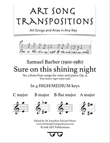 Sure On This Shining Night, Op. 13, No. 13