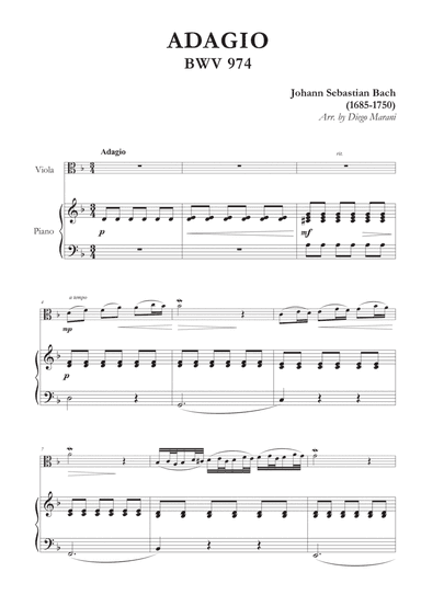 Adagio from BWV 974 for Viola and Piano