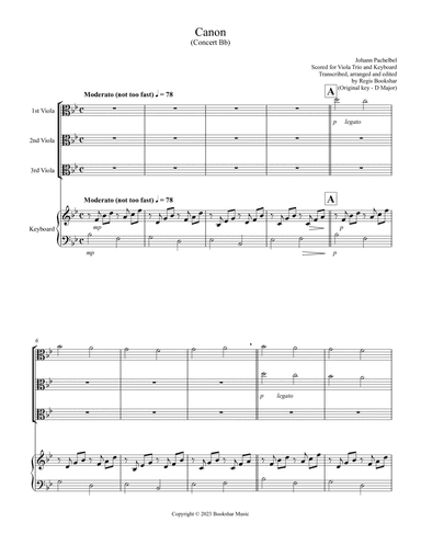 Canon (Pachelbel) (Bb) (Viola Trio, Keyboard)