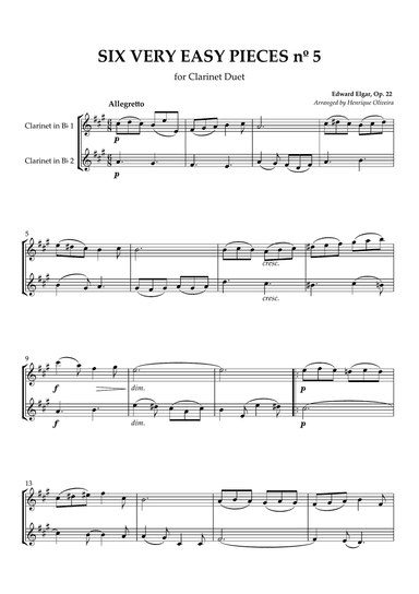 Six Very Easy Pieces nº 5 (Allegretto) - Clarinet Duet