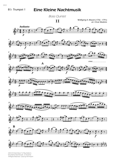 Eine Kleine Nachtmusik (2 mov.) - Brass Quintet (Individual Parts)