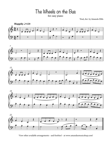 The Wheels on the Bus (Easy Piano)