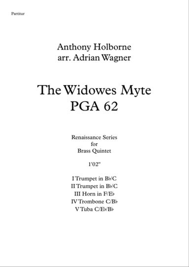 The Widowes Myte PGA 62 (Anthony Holborne) Brass Quintet arr. Adrian Wagner