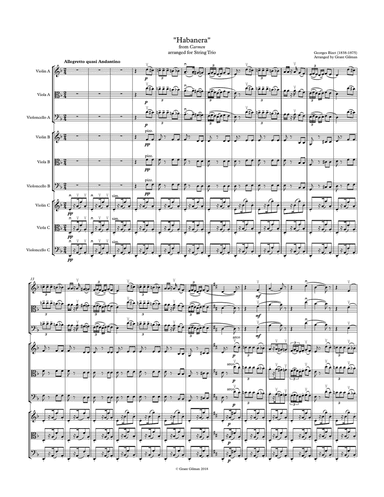 "Habanera" from Bizet's Carmen - for String Trio (ANY COMBINATION) - Score & Parts.
