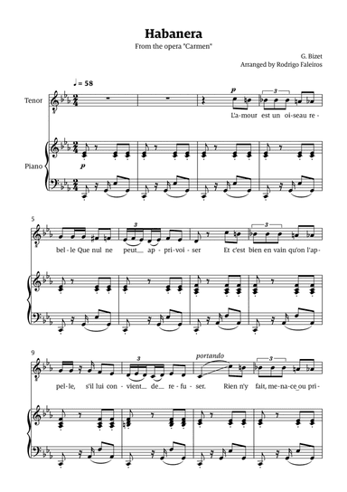 Habanera (for tenor - C minor/major)