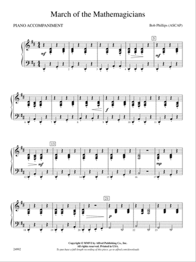 March of the Mathemagicians: Piano Accompaniment