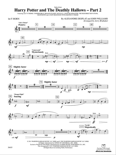 Harry Potter and the Deathly Hallows, Part 2, Suite from: 1st F Horn