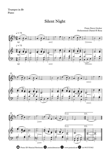 Silent Night - Christmas Carol - Bb Trumpet and Piano