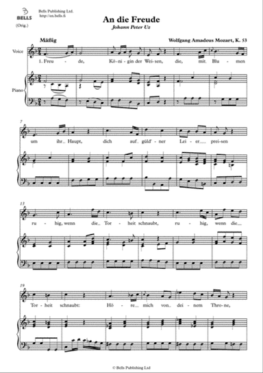 An die Freude, K. 53 (Original key. F Major)