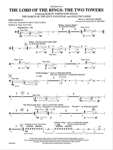 The Lord of the Rings: The Two Towers, Highlights from: 2nd Percussion