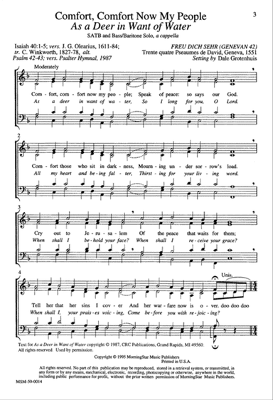 Comfort, Comfort Now My People As a Deer in Want of Water (Downloadable)