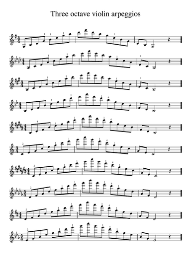 Three octave violin arpeggios