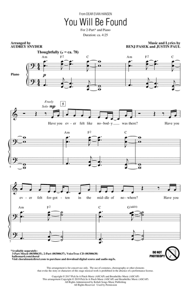 You Will Be Found (from Dear Evan Hansen) (arr. Audrey Snyder)