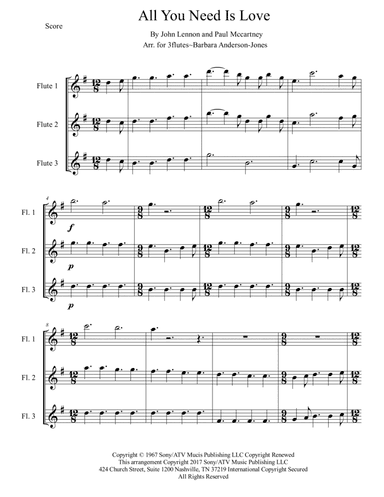 All You Need Is Love - Score Only