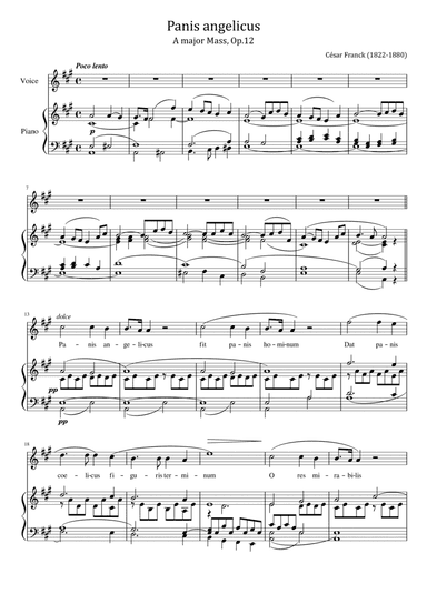 Ce´sar Franck - Panis angelicus - A major Mass, Op.12 FWV 61 - For Piano and Voice Original